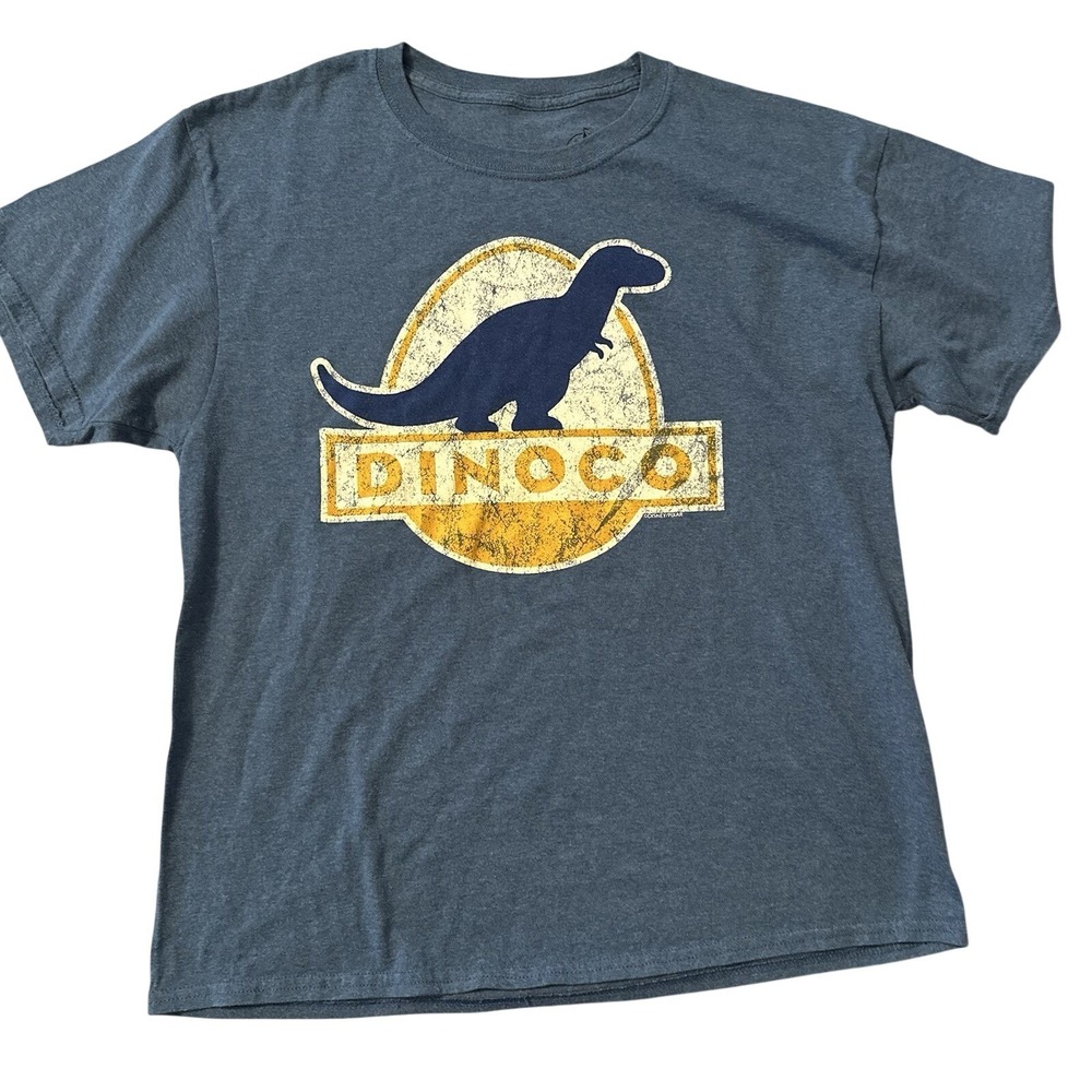 Disney Parks Dinoco T-Shirt Men's M Blue Distressed Logo Graphic Tee Pixar‎ Cars